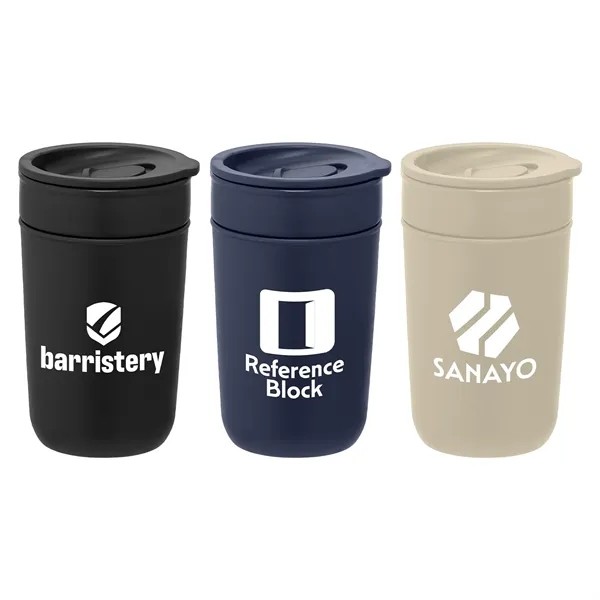 12 oz. Ceramic Tumbler w/Plastic Exterior & Lid - Silkscreen for