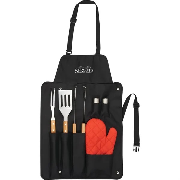 BBQ Now Apron and 7 piece BBQ Set for