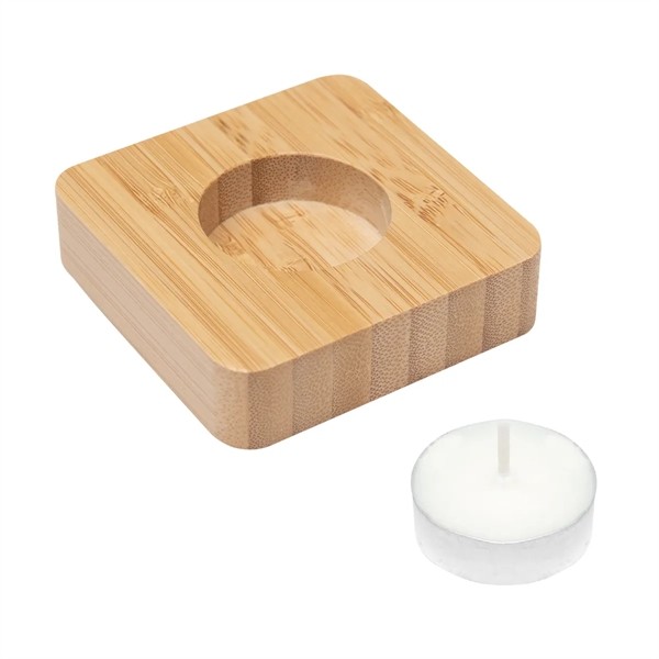 Bamboo Tea Light Holder With Candle for